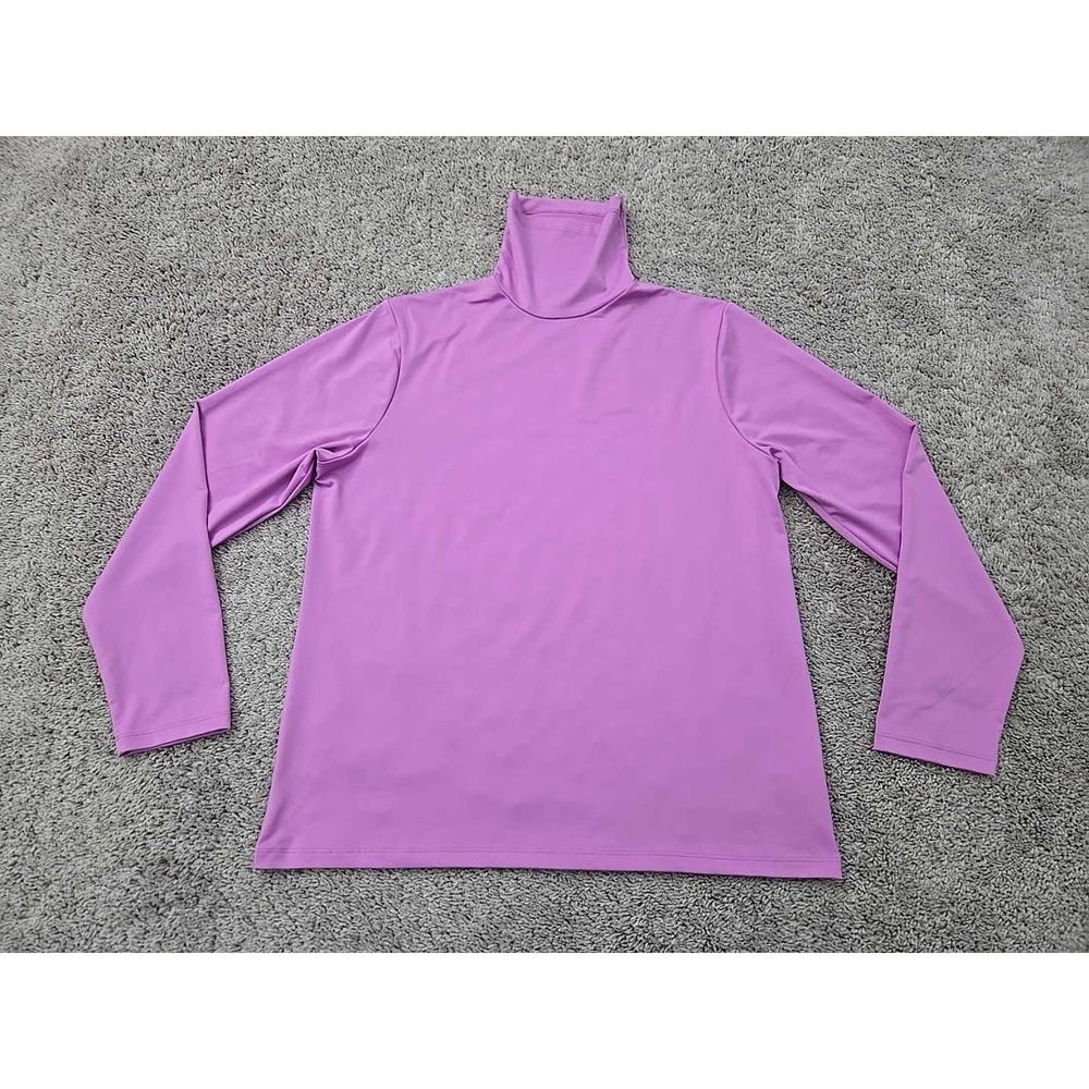 Susan Graver Top Womens Large Purple Roll‎ Neck Long Sleeve Poly Basic Casual